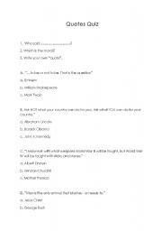 English Worksheet: Quotes Quiz