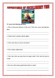 English Worksheet: The Adventures of Huckleberry Finn - Reading is Fun