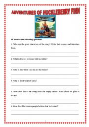 English worksheet: The Adventures of Huckleberry Finn - Reading is Fun