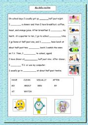 English Worksheet: My daily routine