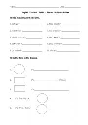 English worksheet: time