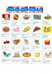 English Worksheet: some-any-much-many-a-an