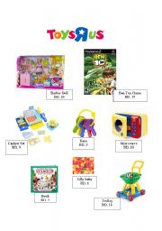 English worksheet: Word Problems- Shopping for Toys