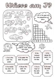 WHERE AM I? - PREPOSITIONS OF PLACE- READING MATCHING AND COLOURING