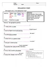 English worksheet: Asking questions in English