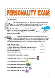 PERSONALITY EXAM!Amazing Exam for you and for your students(3 pages)