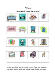 English worksheet: At home