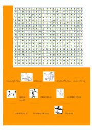 English worksheet: SPORTS - wordsearch