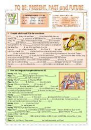 English Worksheet: To BE: Present, Past and Future