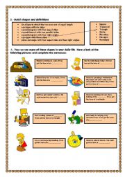 English worksheet: SHAPES IN THE SIMPSONS LIFE (2) 20.4.2009