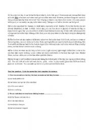 English Worksheet: Reading Comprehension