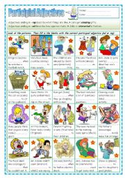 English Worksheet: Participial Adjectives 2 (Adjectives ending in ed or ing)