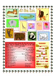 English Worksheet: Prepositions - At the Zoo