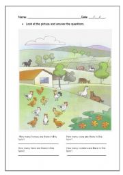 English Worksheet: Farm animals and How many