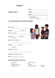 English worksheet: Children 1 Test