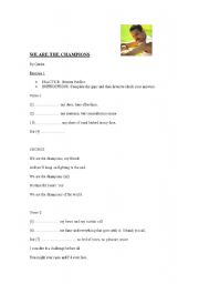 English worksheet: We are the champions by Queen