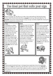 English Worksheet: Pet Horoscope B&wW version