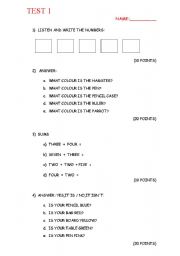 English worksheet: TEST 1