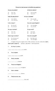 English worksheet: the simple present tense