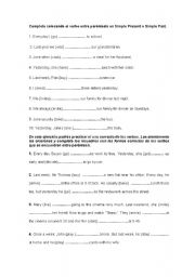 English worksheet: the simple and past grammar