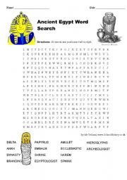 English Worksheet: ancient egipt wordsearch
