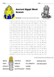 English worksheet: ancient egipt wordsearch