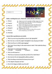 English Worksheet: The Simpsons Movie Chapters 8-13