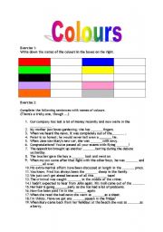 English worksheet: Colour expressions