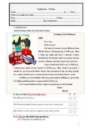 English Worksheet: english test 6th form (5 pages)