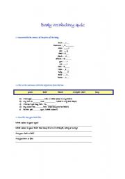 English worksheet: body vocabulary quiz
