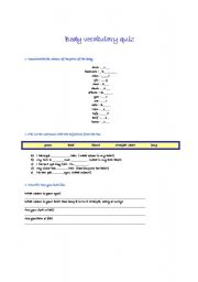 English Worksheet: body vocabulary quiz