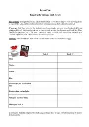 English worksheet: Lesson plan: Writing a book review