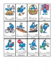 BLUE past simple bingo cards (complimentary to BLUE bingo board)