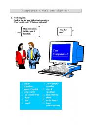 English Worksheet: Computers - what can they do? (Suitable for group work.)