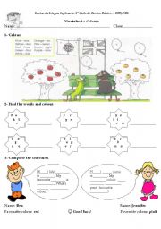 English Worksheet: worksheet on colours