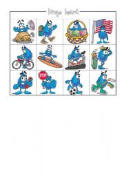 English Worksheet: BLUE past simple bingo board (complimentary to BLUE bingo cards)