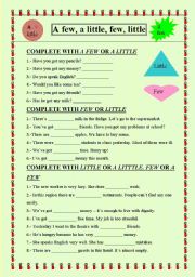 English Worksheet: A  FEW, A  LITTLE, FEW, LITTLE