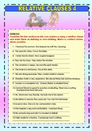 English Worksheet: RELATIVE CLAUSES 4