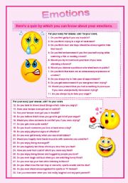English Worksheet: Emotions Quiz