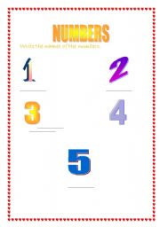 English worksheet: NUMBERS