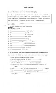 English Worksheet: simple past tense