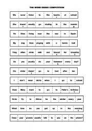 English Worksheet: The Word Order Competition