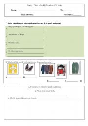English worksheet: Test about Past Simple