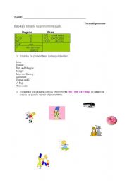 English worksheet: Personal Pronouns ( subject )