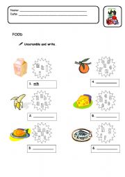 English worksheet: unsacramble and wtite