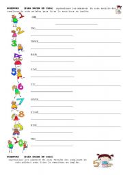 English Worksheet: Numbers 1-10