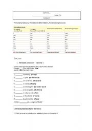 English worksheet: Pronouns and determiners