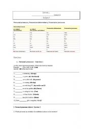 English Worksheet: Pronouns and determiners