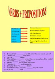 English worksheet: verbs+ prepositions