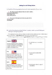 English Worksheet: Strategies for Asking and Giving Advice